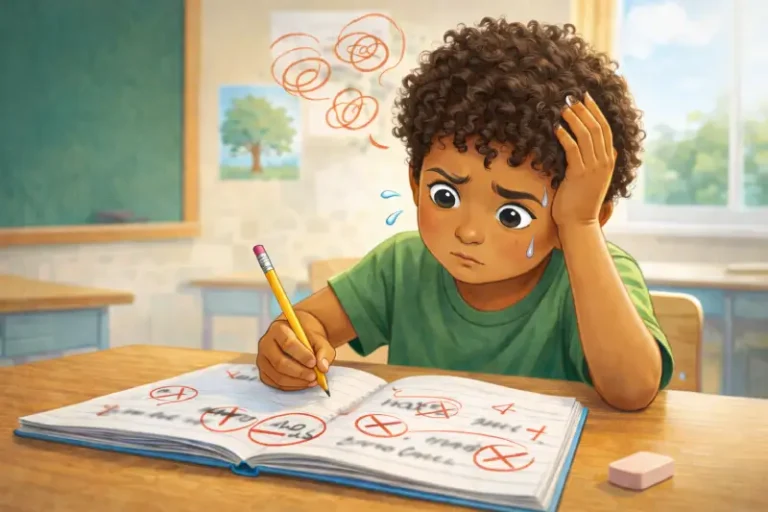 Enfant stressé par la dictée