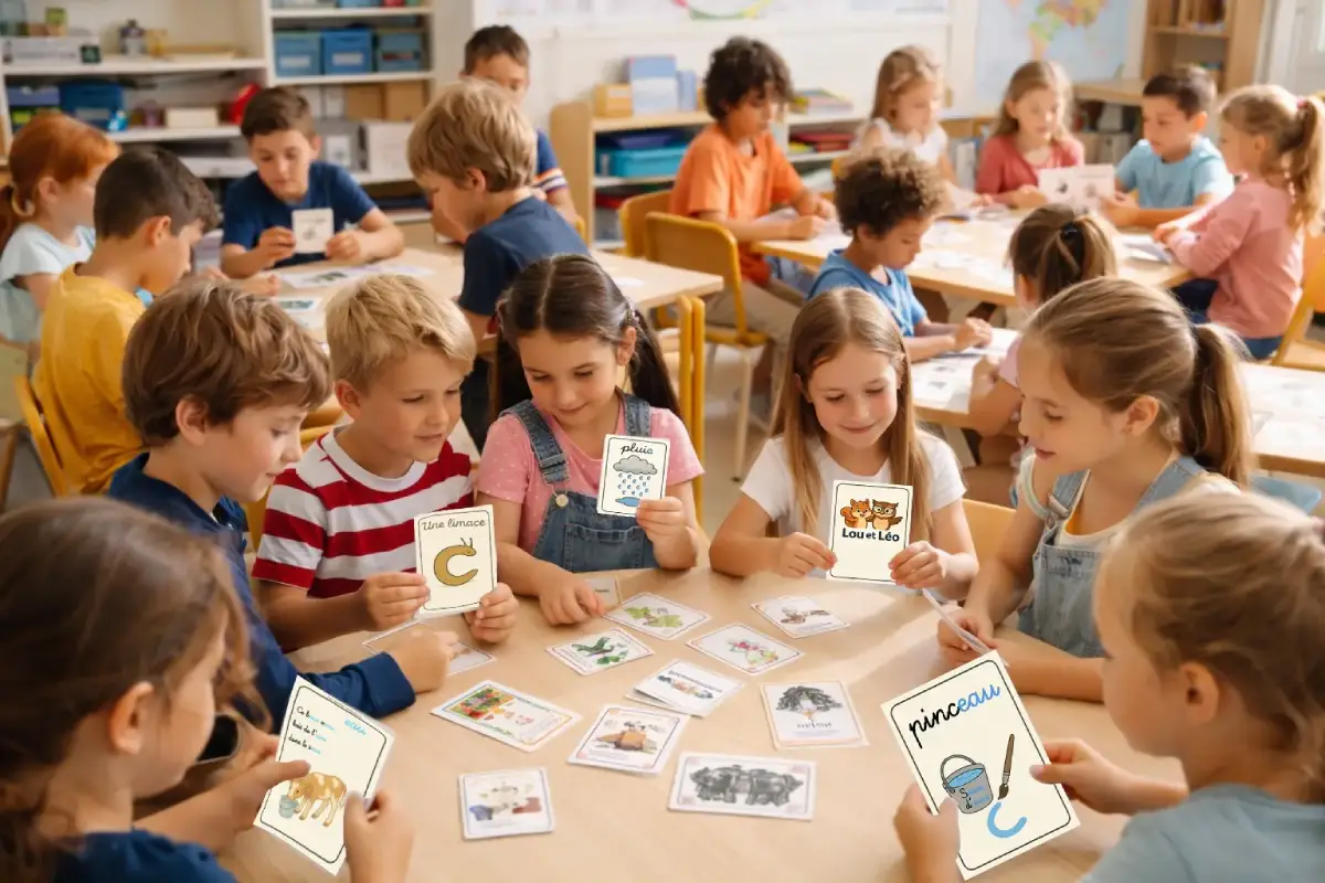 Classe de CE2 qui apprend l'orthographe grâce aux cartes de Lou et Léo