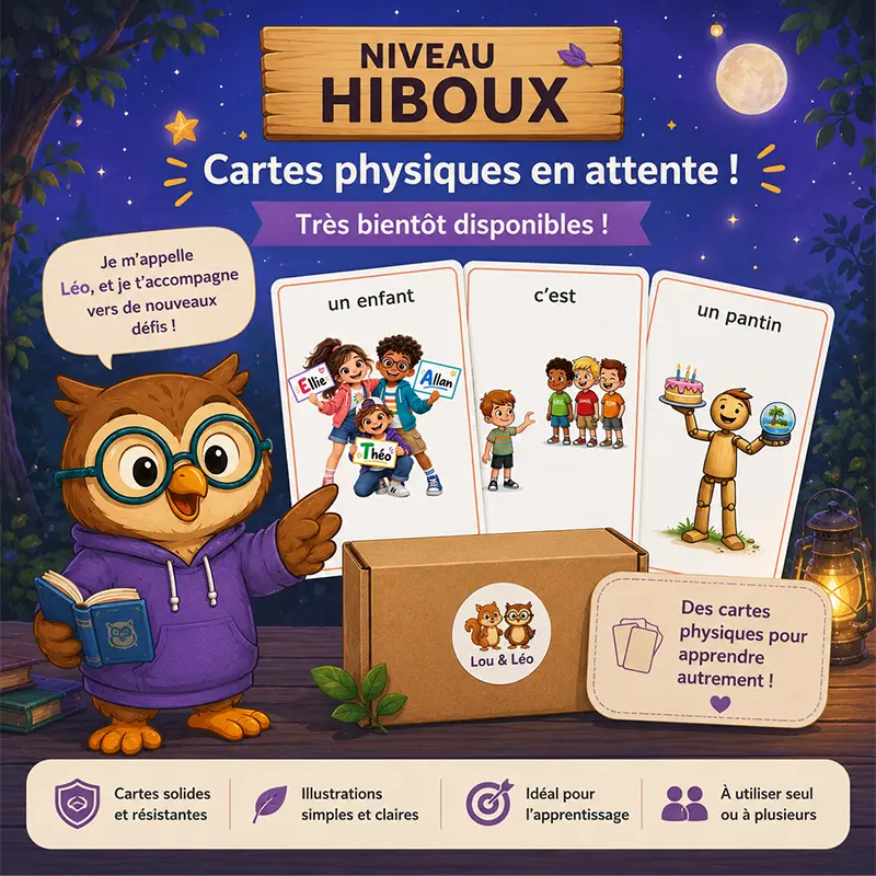 Jeu de cartes Lou & Léo – Les noms "Hiboux"