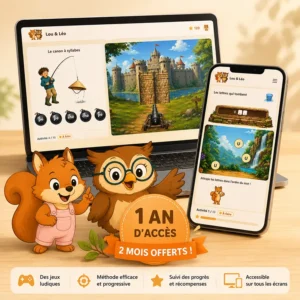 Abonnement annuel Lou & Léo pour apprendre l’orthographe en jouant sur ordinateur et smartphone