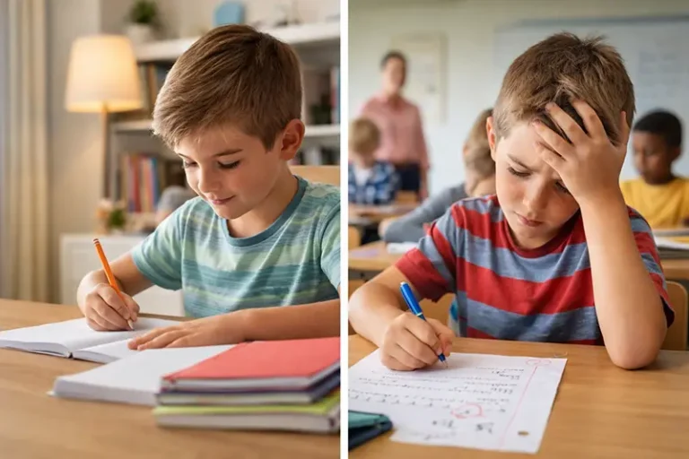 enfant qui réussit à la maison et qui est en échec à l'école du fait de l'environnement stressant