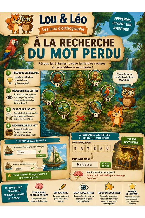 Règle du jeu A la recherche du mot perdu