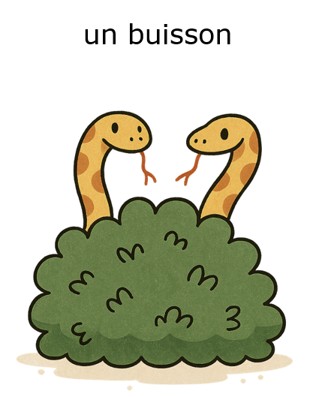 carte qui raconte le mot buisson pour apprendre l'orthographe