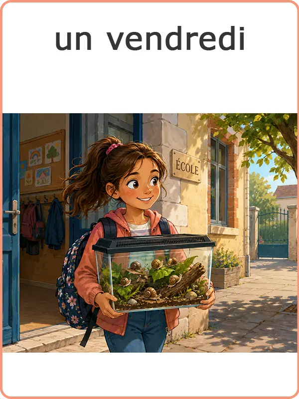 Une élève emmène des escargots