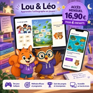 Accès mensuel 4 enfants – Lou & Léo